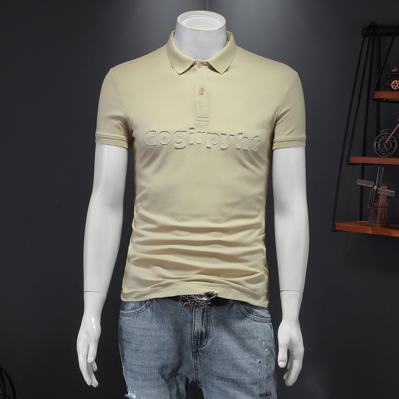 Fashion Trend Men's Monogram Print Slim Lapel Polo Shirt