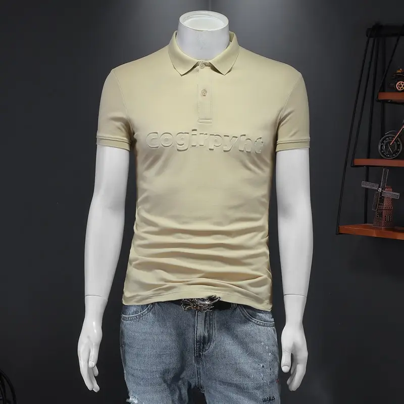 Fashion Trend Men's Monogram Print Slim Lapel Polo Shirt