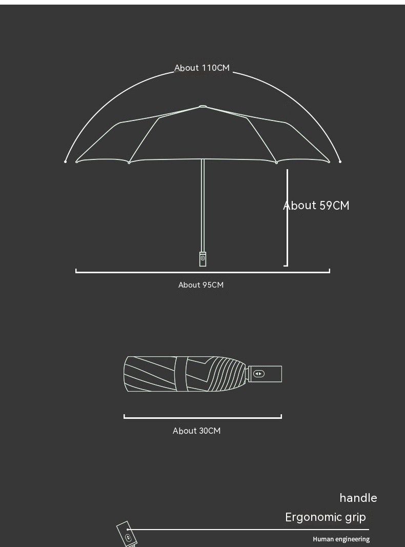 Lock Folding Automatic Vinyl Sun Protective UV Umbrella - Image 16
