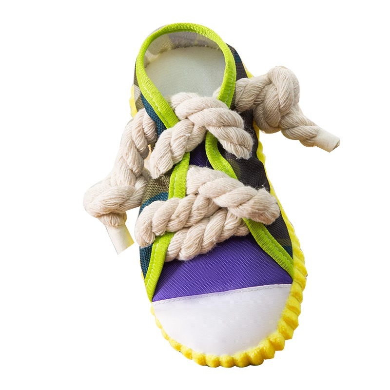 Dog Toys Shoes Pet Cotton Rope Slippers Sound Making Toys Teeth Cleaning Built-in BB Airbag Round Ball Bell Various