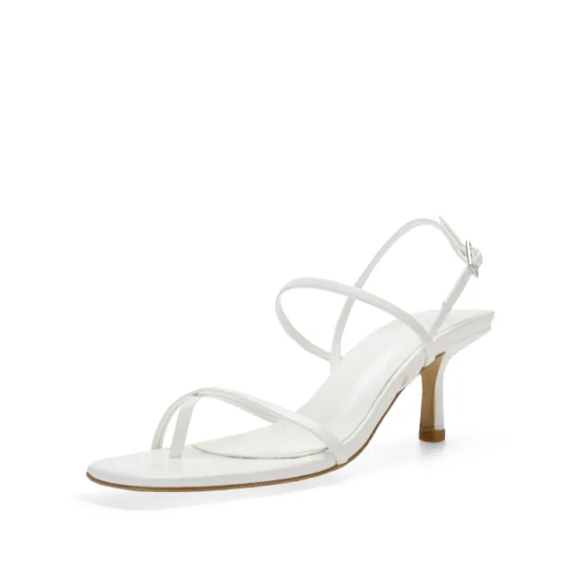 One word Buckle Strap Stiletto Mid heel Roman High Heels White - Shop at LoveMi