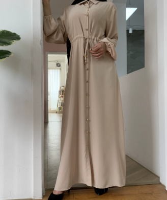 Collared Cardigan, Full-button Fitted Long Dress