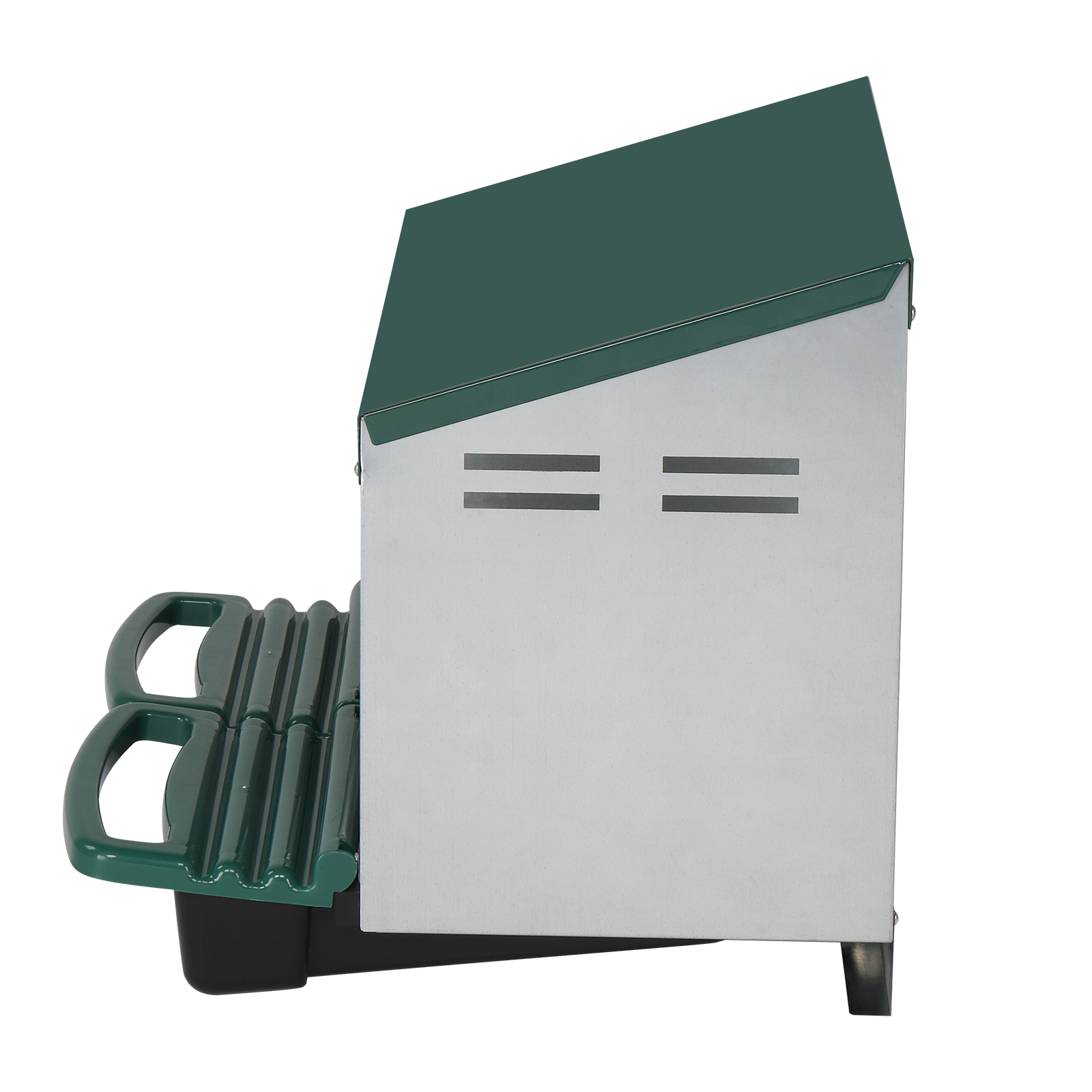 2 Compartments 54x52x47cm Pitched Roof House Iron-plastic Green Chicken Feeding Trough