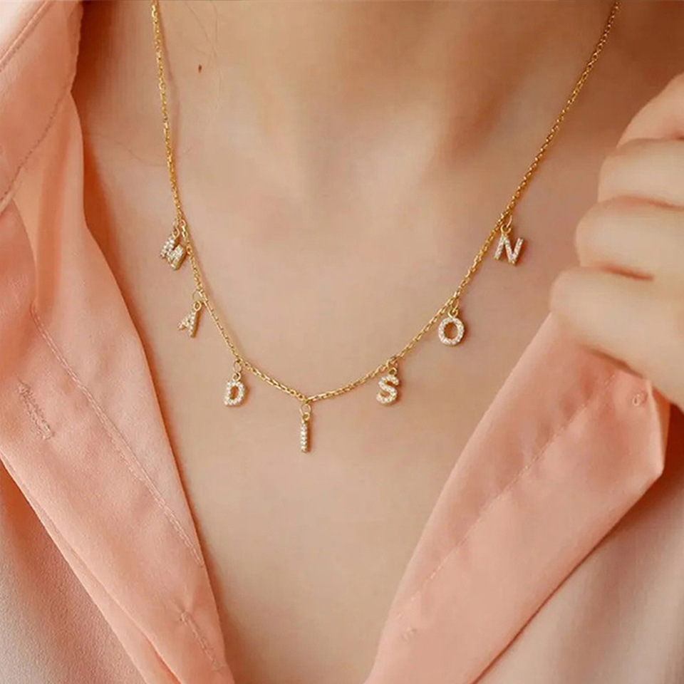 1 Piece 304 Stainless Steel Zircon Ion Plating 14K Gold Real Plated Letter Number Polished Stretch Adjustable Pendant DIY Jewelry Accessories 4