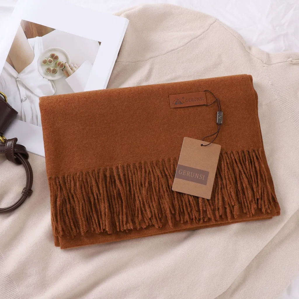 Solid Color Faux Cashmere Women's Scarf - 32Caramel Color-Above 175Cm