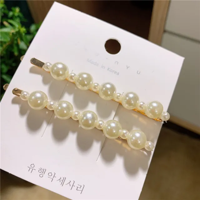 Pearl One word Hair Clip Girly Accessories Spacer Pair - Shop at LoveMi