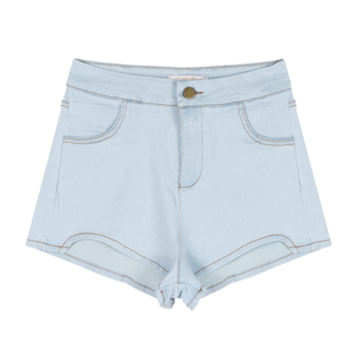 Irregular Jeans Women's Ins Trendy Elastic Thin Hot Pants Light Blue - Shop at LoveMi