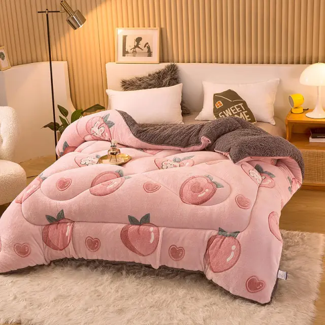 The Thick Short Fluffy Soft Warm Quilt In Autumn And Winter Brings Comfort And Good Sleep For The Family At Home Pink - Shop at LoveMi