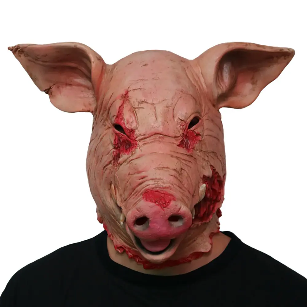 Halloween Horror Latex Rotten Face Pig Head