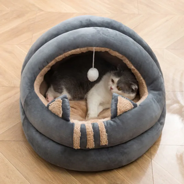 Cat Nest Bed Semi Enclosed Cat Nest House Cool Summer Haven Gray - Shop at LoveMi
