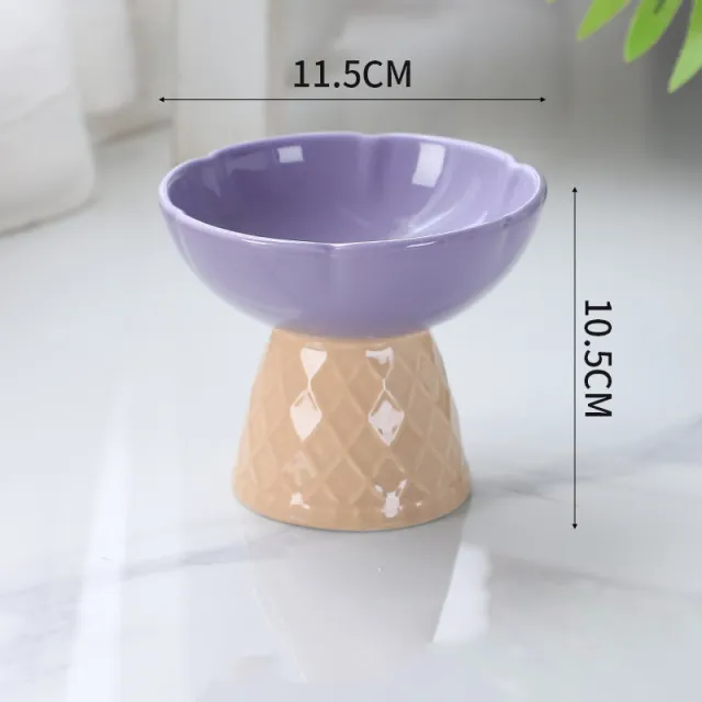 Neck Protecting Health Glaze Ceramic Pet Bowl Purple - Shop at LoveMi