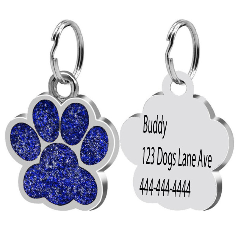 Personalized Diamond Dog Tag Custom Engraved Pet ID – Bling Collar Charm