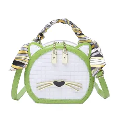 Women's New Versatile Texture Cute Cat Messenger Bag - Green - View 1