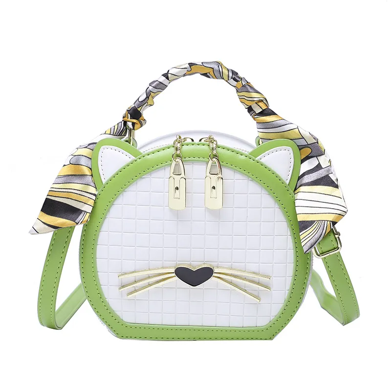 Women's New Versatile Texture Cute Cat Messenger Bag - Green