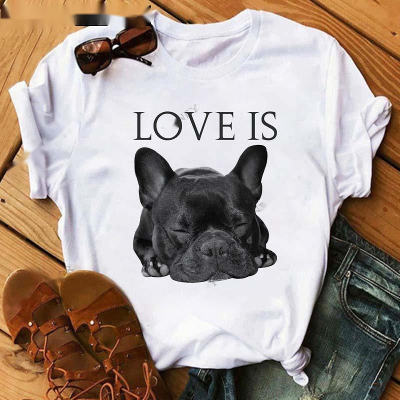 Title 4, Fashionable Bulldog Cartoon Print Ladies T-shirt