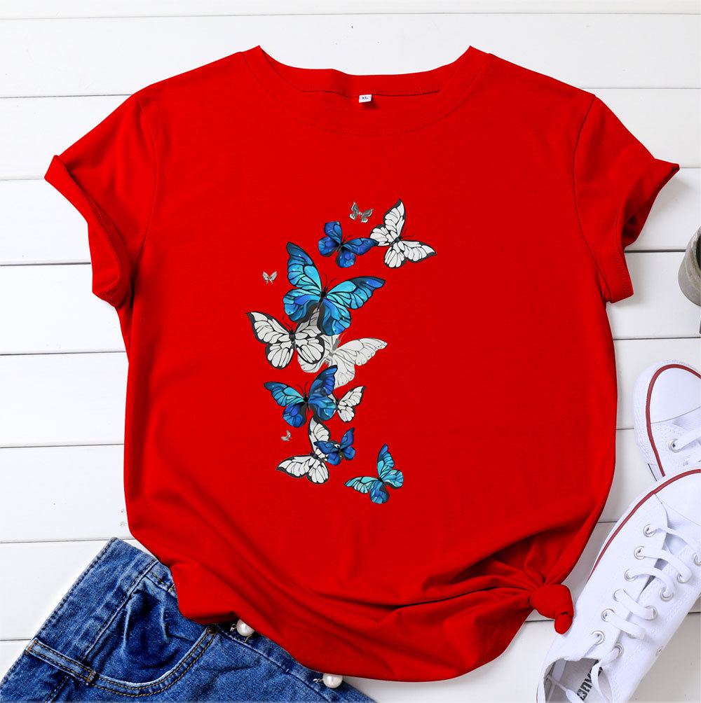 Title 10, Womens fashion flying butterfly print cotton r...