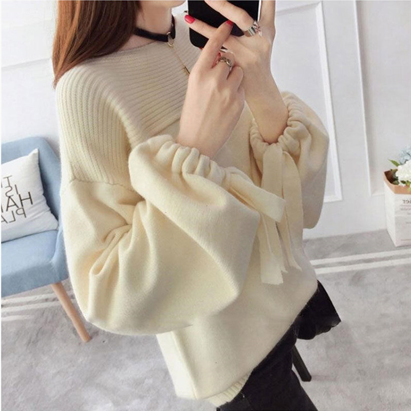 Title 5, Womens New Lantern Sleeve Knitted Bottoming Shirt