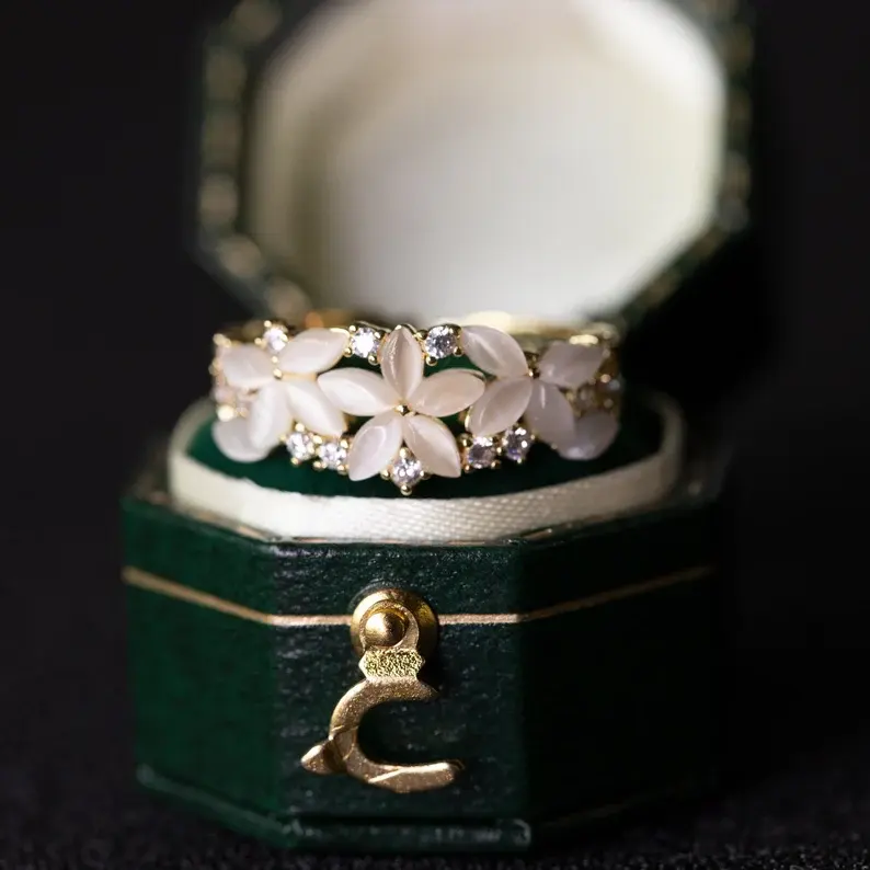 Floral Wedding Band For Women 18K 14K