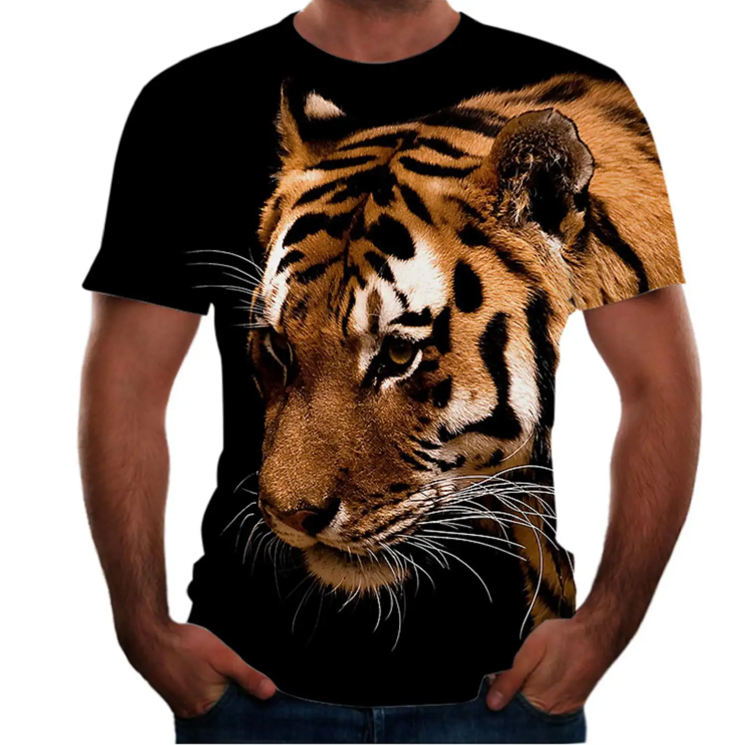 New Animal Print 3d T-shirt Men's Short