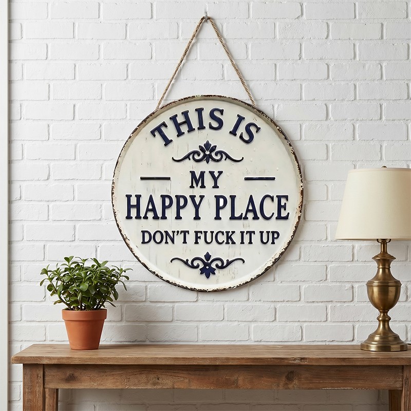 Funny Garden Metal Sign This Is My Happy Place Welcome Home Farm Wall Decor — image 7