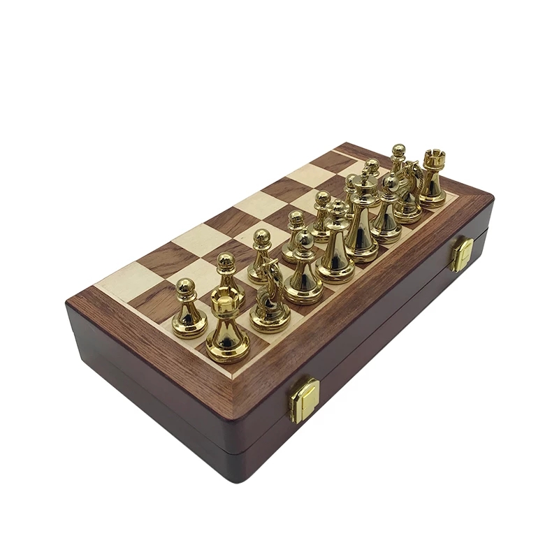 Zinc Alloy Wooden Folding Chess Board Set (Picture