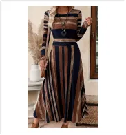 Lady Retro Style Long Dress - Brown - View 1