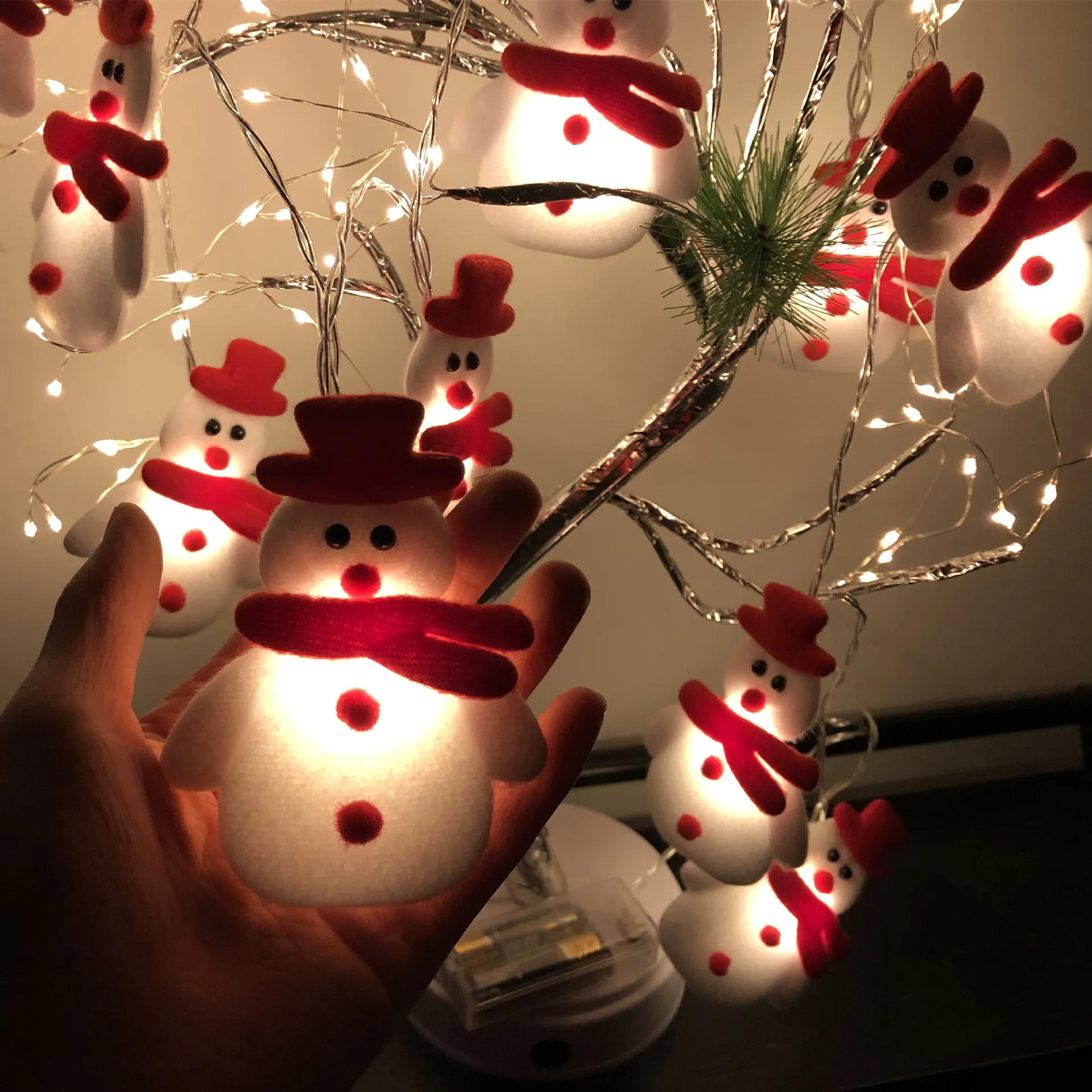 Christmas Plush Snowman Light String Christmas Tree Pendant LED Holiday Party Decoration Lantern – image 6