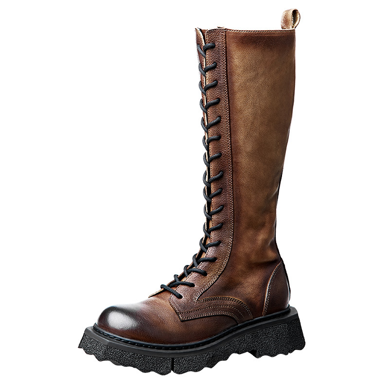 Title 6, Herren Vintage Leder Martin Boots Robuste Stief...