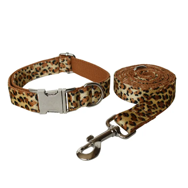 Deep Bottom Leopard Print Zinc Alloy Dog Collar Suit - Shop at LoveMi