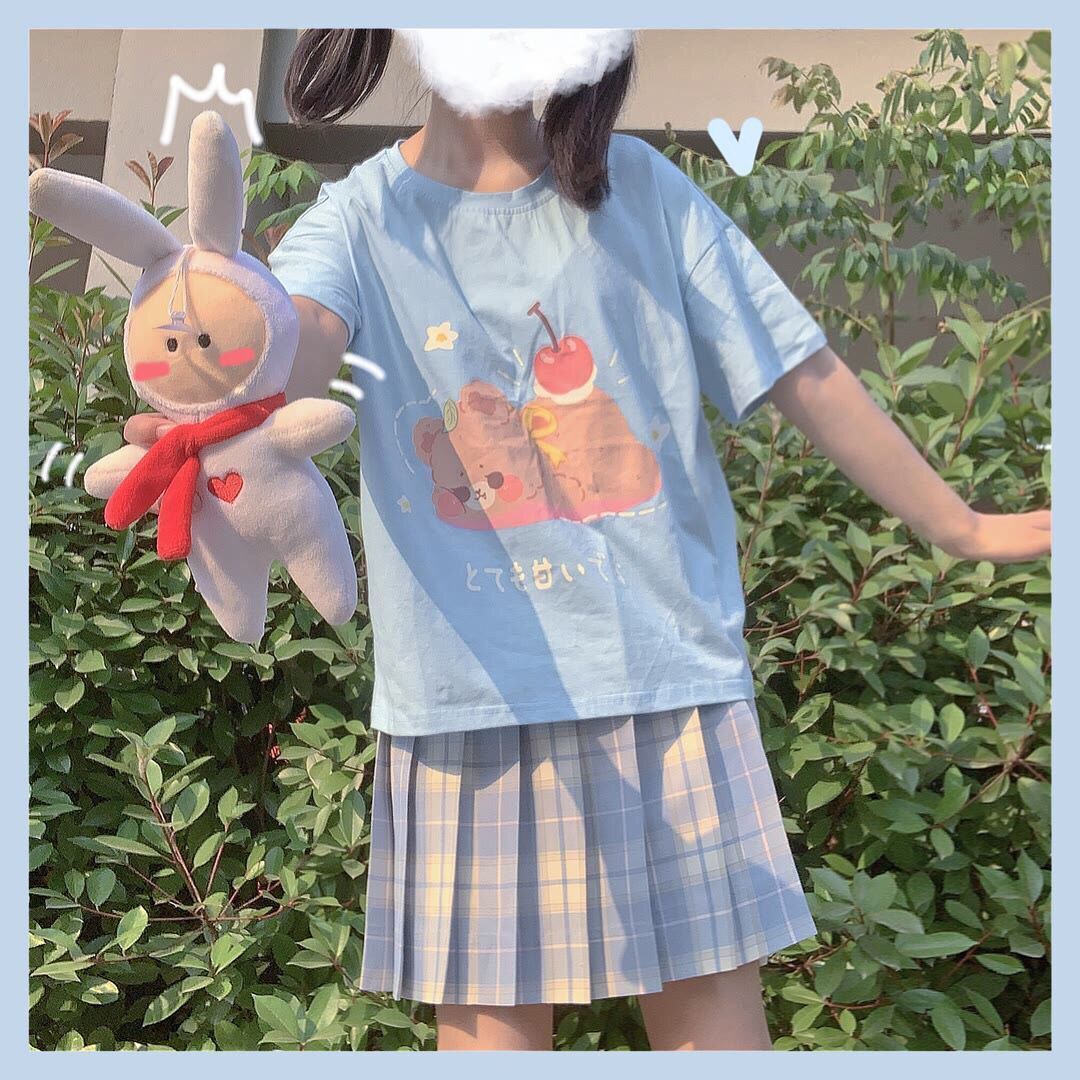 Title 1, Japanese Soft Girl Style Cute Apple Bear Colleg...