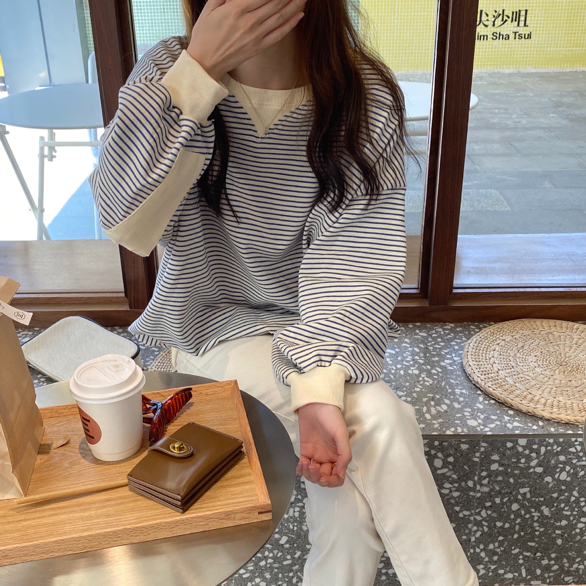 Title 5, Striped loose and versatile long-sleeved sweater