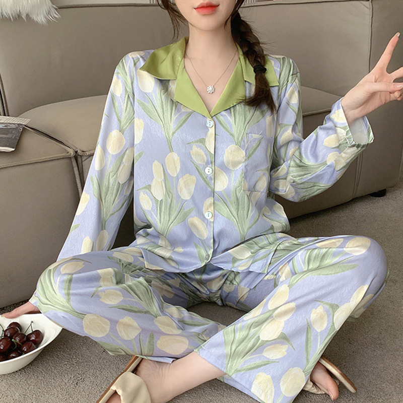 Women's Fashion Casual Full Print Tulip Home Wear Set