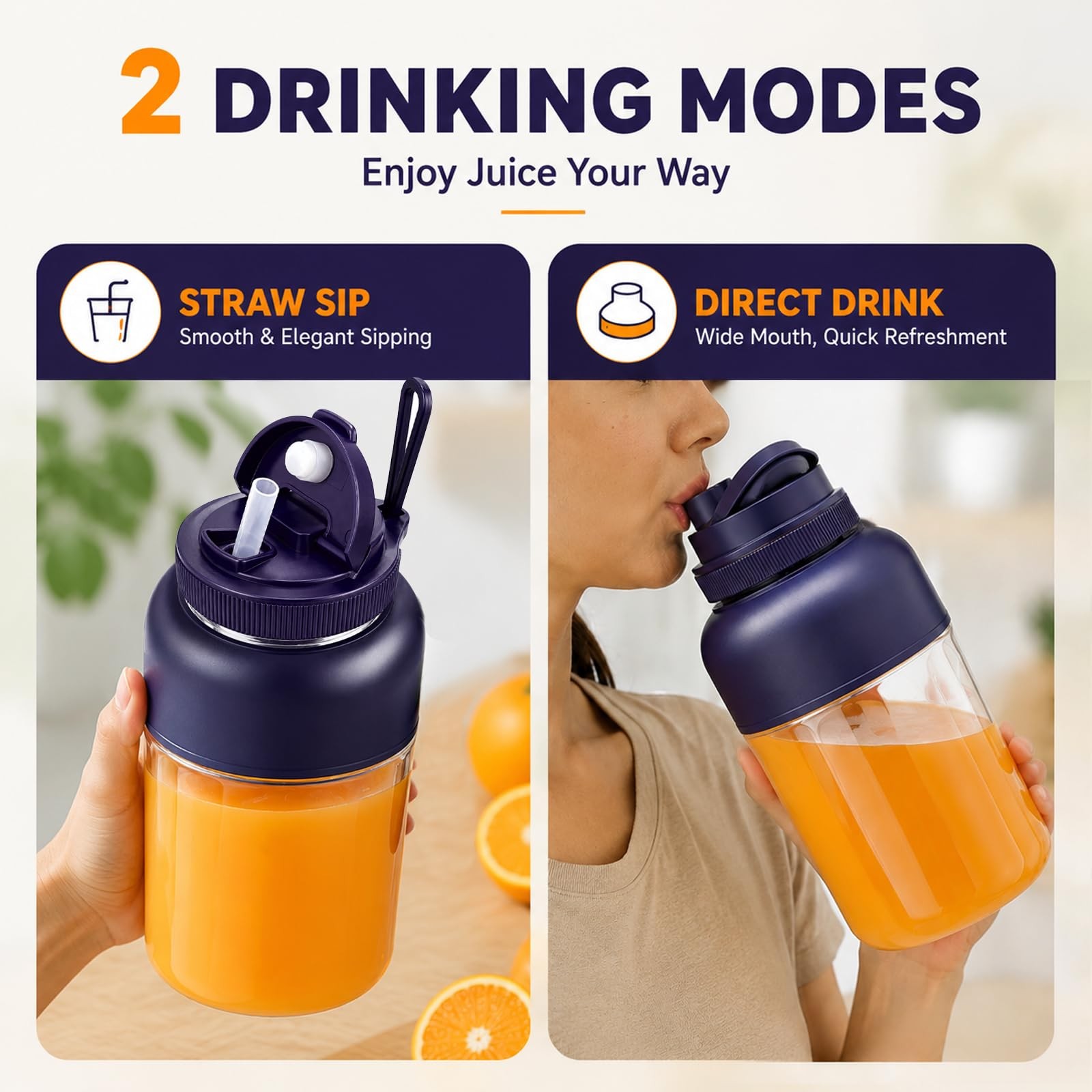 Cordless Juicer Blender Cup 1300ml Rechargeable Smoothie
