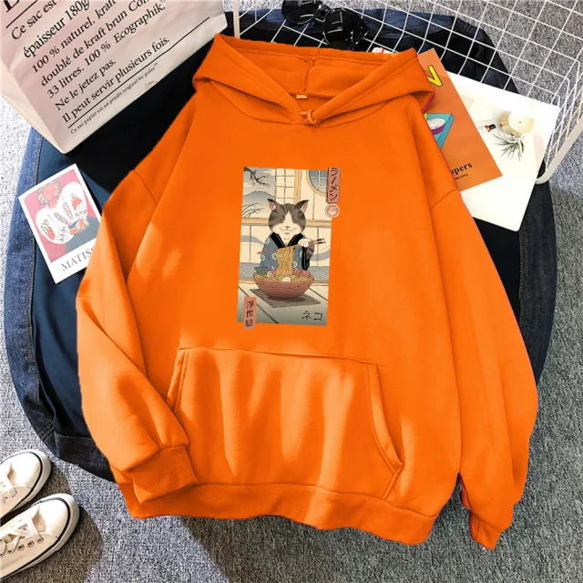 Hooded Pullover Sweater And Velvet Solid Color Sports Jacket Orange - Shop at LoveMi