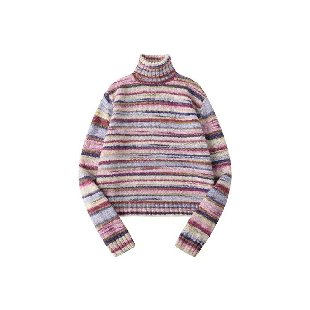 Title 3, Contrast High Neck Rainbow Stripe Sweater