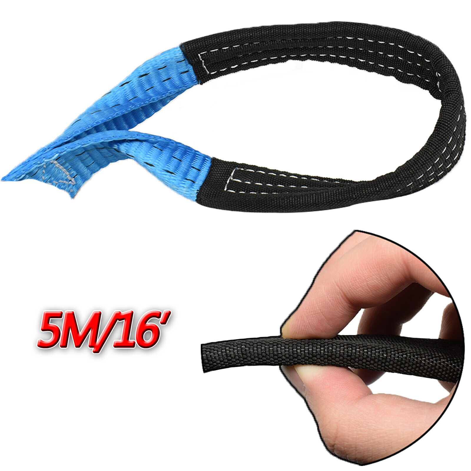 8T 16' 5M Tow Rope Heavy Duty Towing Pull Strap Road Recovery Chain Two Shackles — image 6
