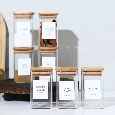 24 Square Seasoning Jars Pepper Bottle Powder 240ml Glass