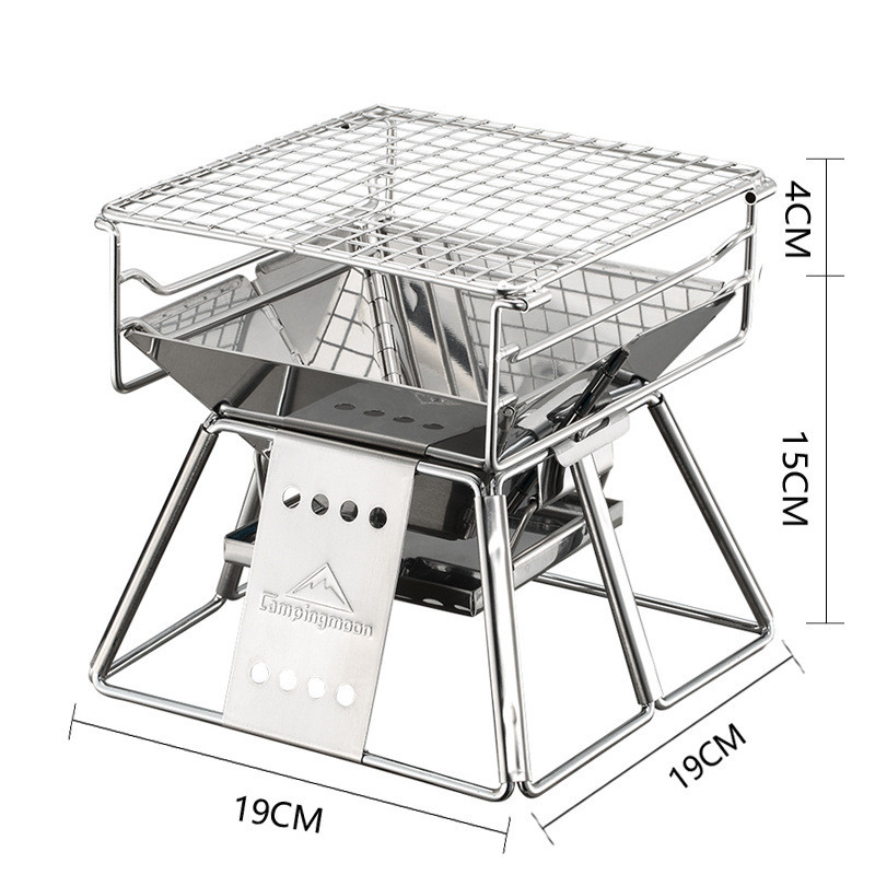 Title 4, Draagbare RVS BBQ grill, antiaanbaklaag, opvouw...