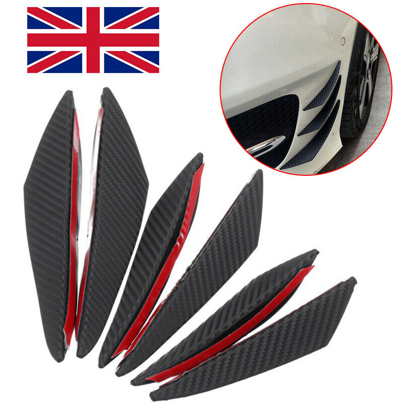 6Pcs Universal Carbon Fiber Car Front Bumper Canards Fins Spoiler Body Splitter — image 10