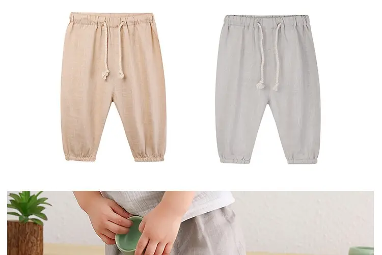 Children's Cotton And Linen Trousers Thin Linen Pants Harem Anti-mosquito Bloomers