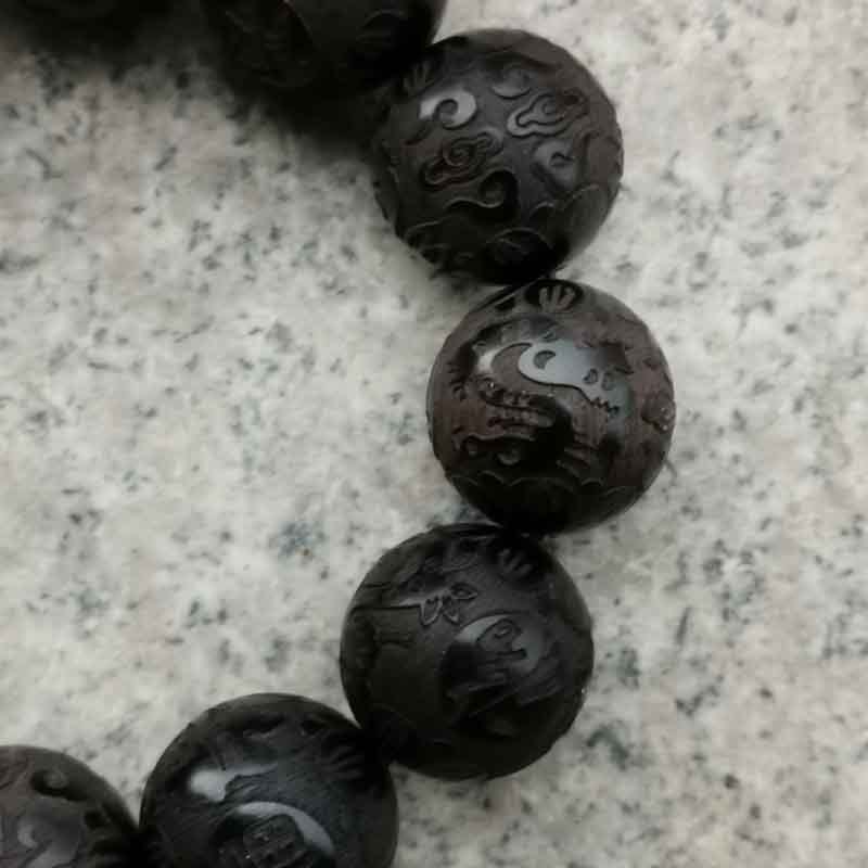 Black  Purple Light Sandalwood Carving Bracelet