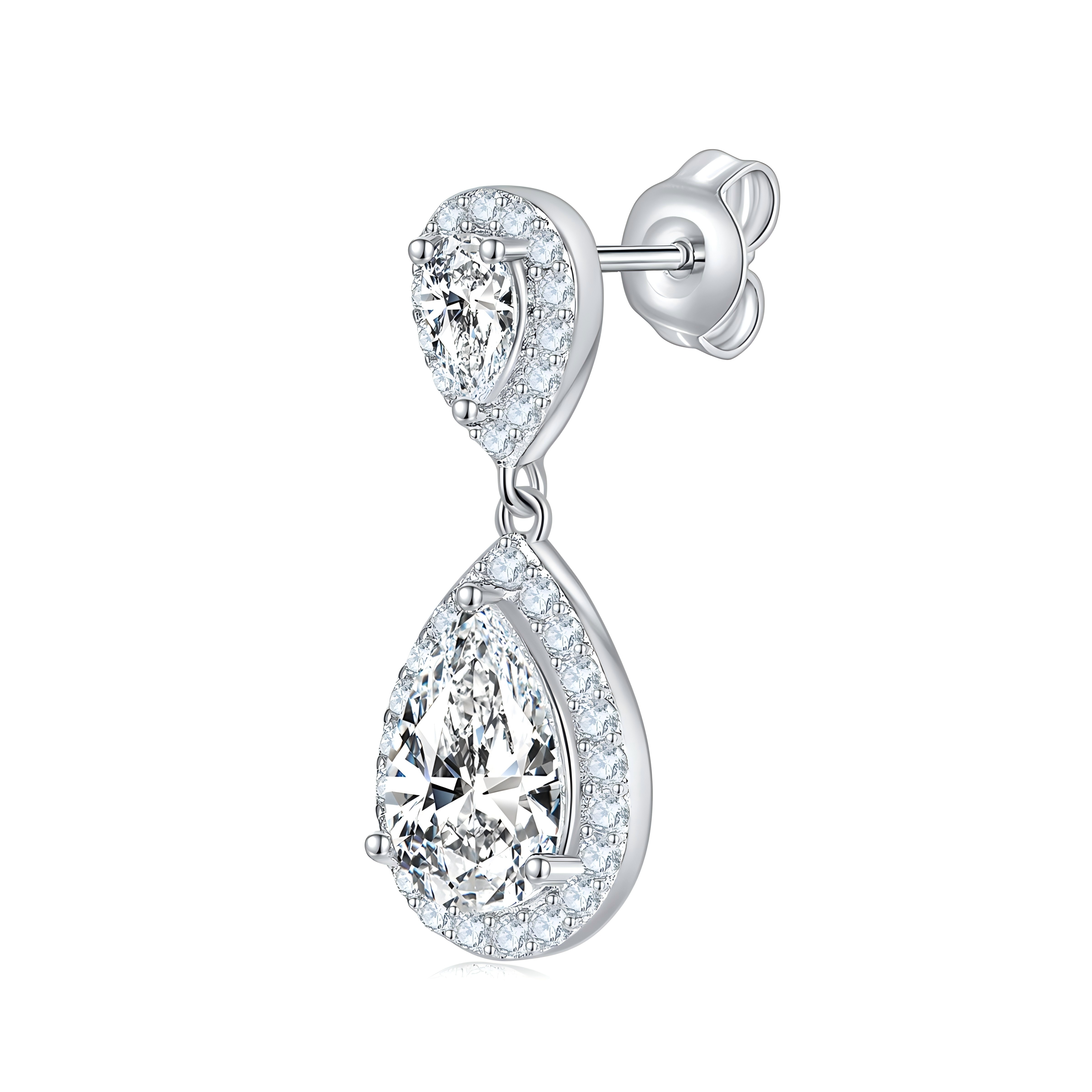 Pear Cut Moissanite Platinum Dangle Earrings