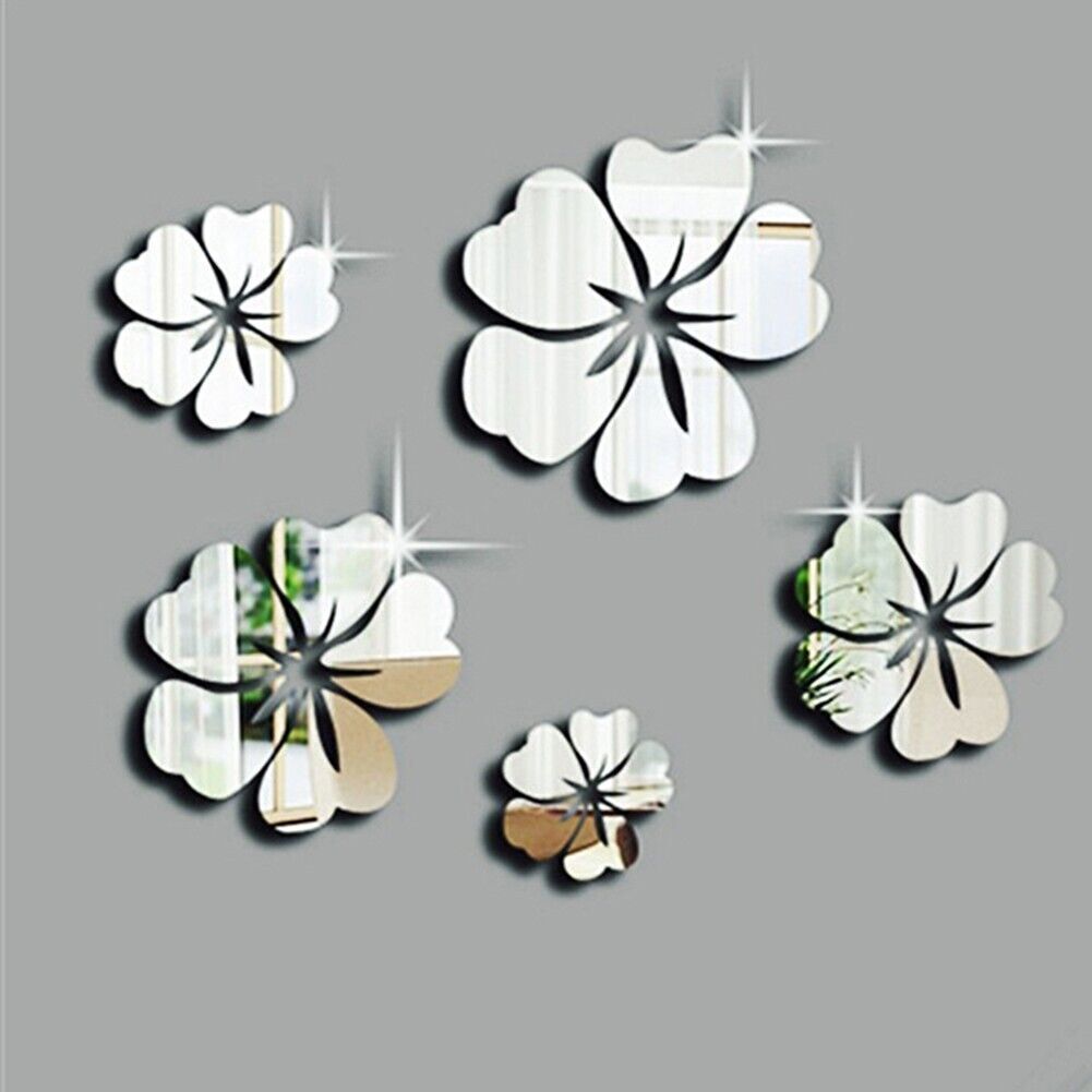 Flower Decal 3D Mirror Wall Sticker Removable Art Mural Home Room Decor — image 6