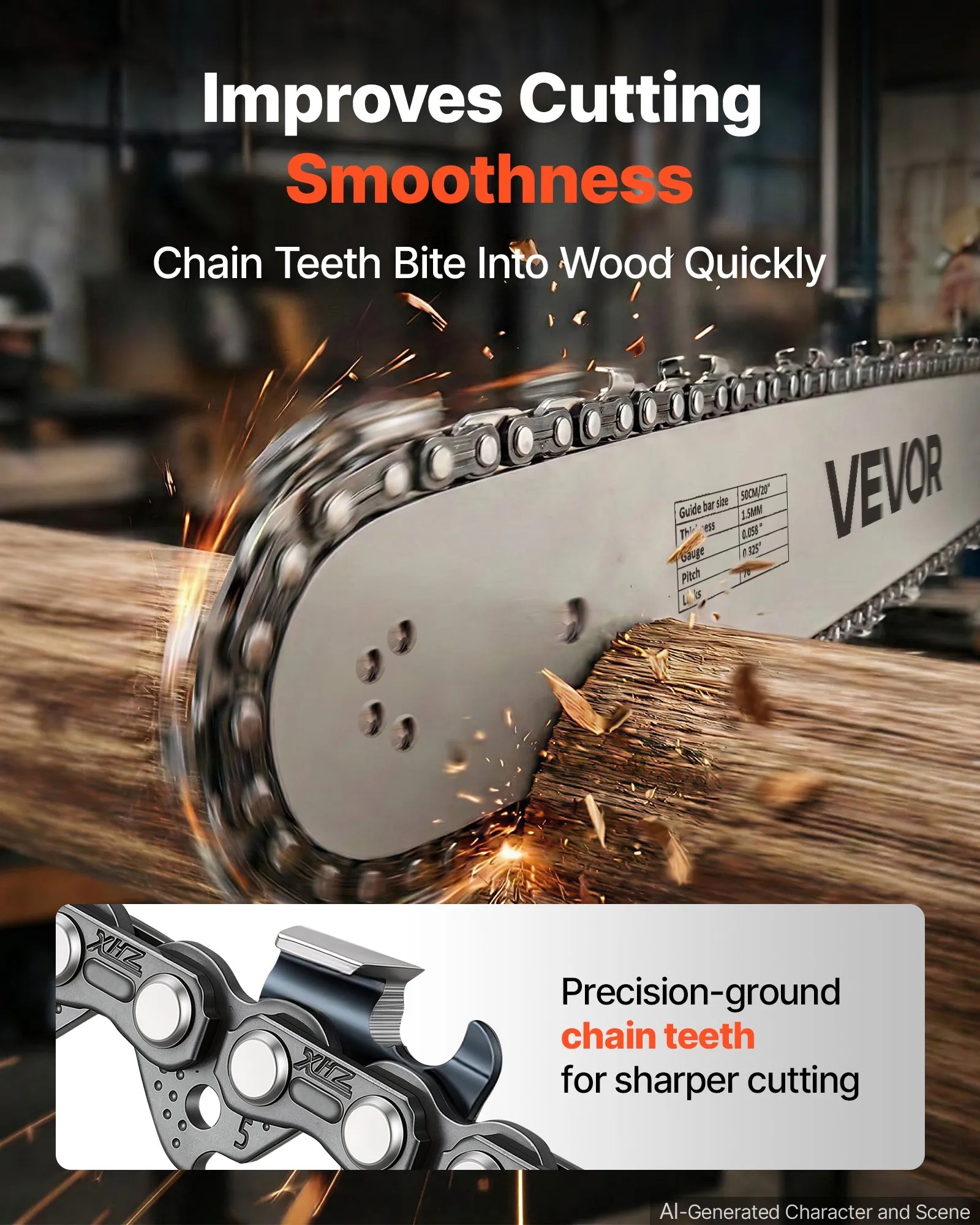 Gas Powered Chainsaw 20 Inch 58CC 3.22HP 2 Stroke Engine Gas Chainsaw, For Wood Cutting, Tree Trimming & Land Clearing, Throttle-Synced Choke, Power Chain Saw With Non-Slip Handle & Dual Tanks image 7