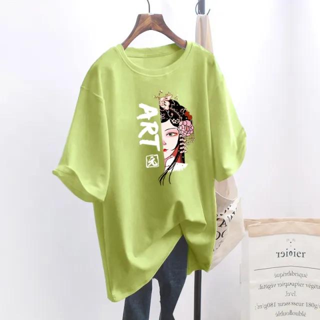 Loose Plus Size Women's Short Sleeve T shirt 6057Green - Shop at LoveMi