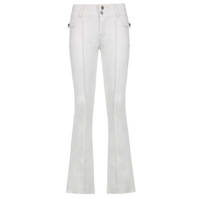 Street Retro Pocket Low Rise Jeans White - Shop at LoveMi
