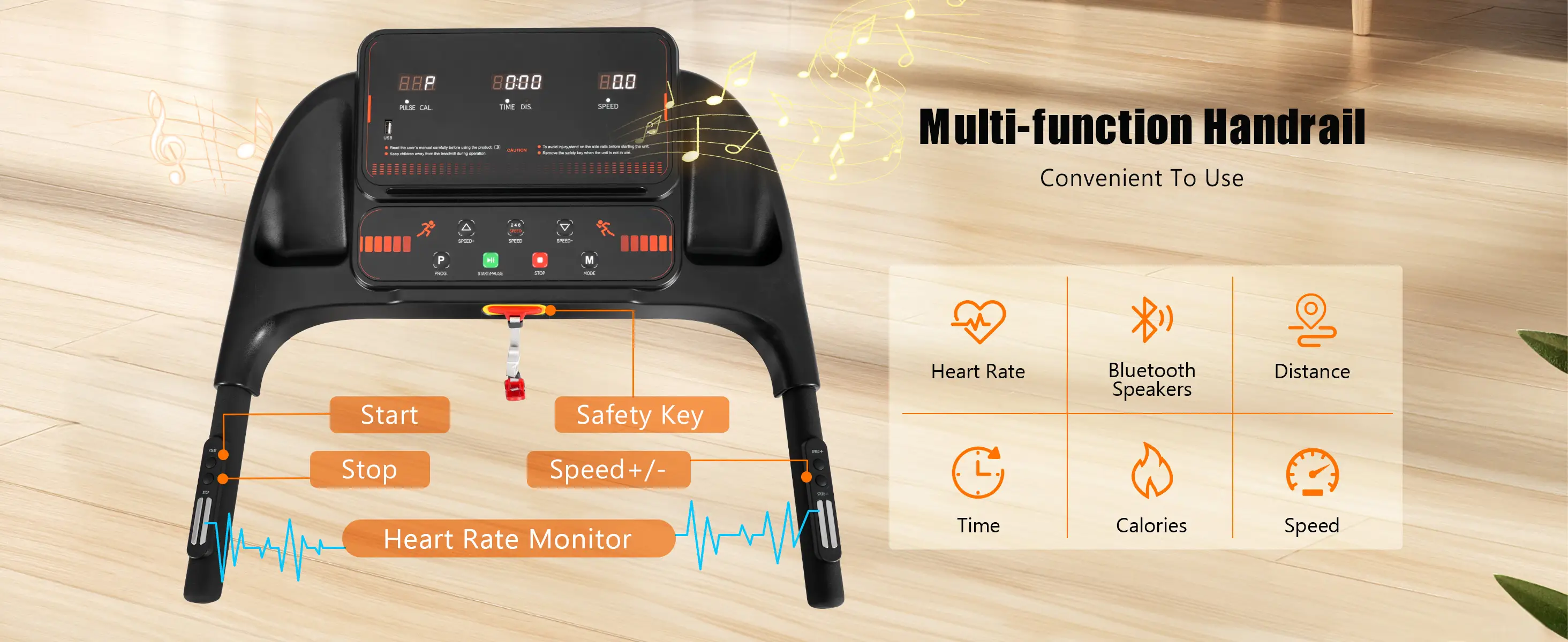 Brand New Home Treadmill, 2.5HP Silent Folding Treadmill With Heart Rate Sensor, Weighing 300 Pounds, Banned Platform Temu