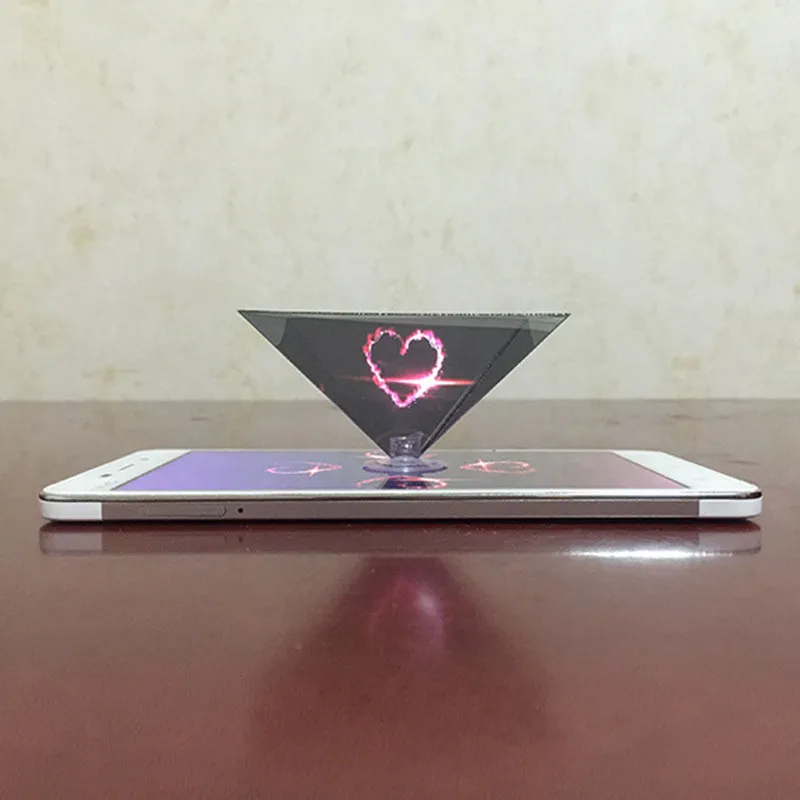 DIY Holographic 3D Projector Pyramid Virtual Stereo Naked Eye - Silver