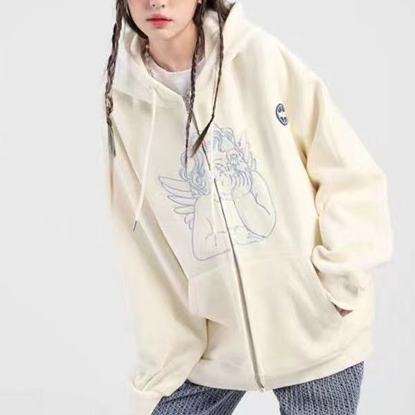 Fashion Casual New Print Loose Slim Sweater Coat Women