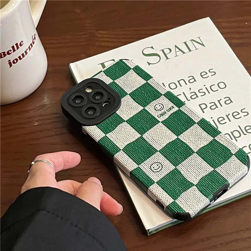 Retro Green Plaid Mobile Phone Case Soft